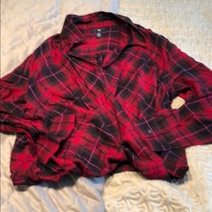 Never Worn Faux Wrap Plaid Top